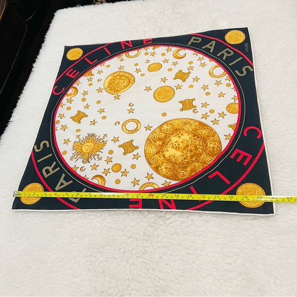 CELINE Paris Square Multicolor Bandanna/Scarf Size 21” x 21”. - Picture 9 of 12